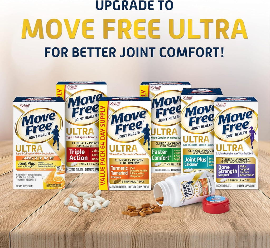 Move Free Advanced Glucosamine Chondroitin MSM Joint Support Supplement, Supports Mobility Comfort Strength Flexibility & Bone - 120 Count (Pack of 3)