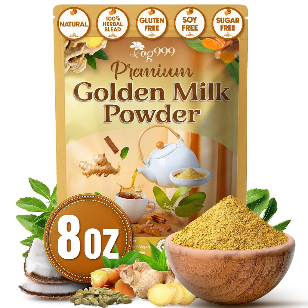 TOG999, Premium 8oz Golden Milk Powder - Turmeric, Cinnamon, Ginger & Black Pepper – Natural Spice Blend for Lattes, Smoothies & Baking – Non-GMO, No Additives