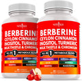 Berberine and Ceylon Cinnamon Supplement - Bitter Melon, Glucomannan, Gymnema Sylvestre, Chromium, Moringa, Milk Thistle, Turmeric, Inositol Pills - 120 Count
