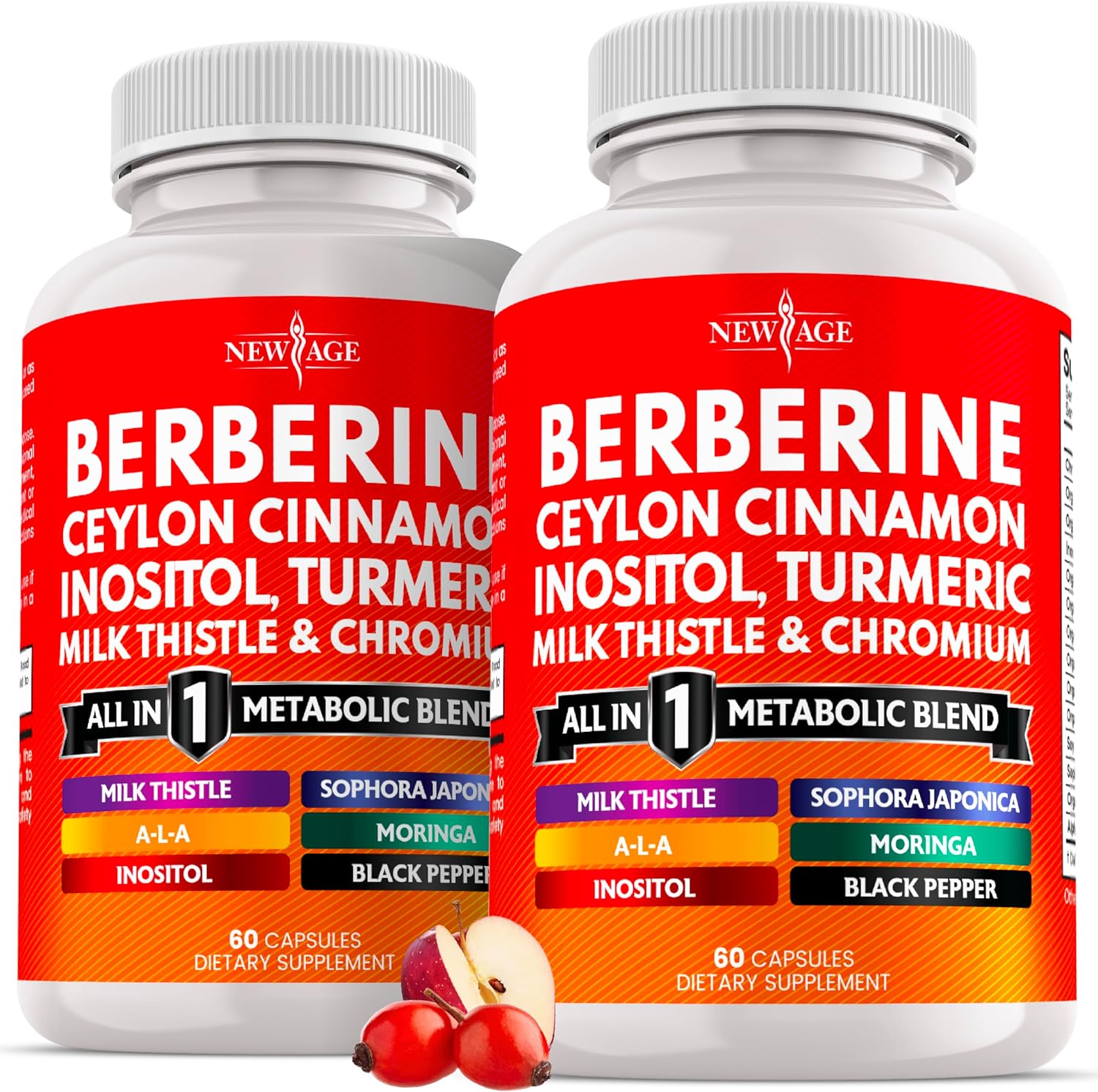 Berberine and Ceylon Cinnamon Supplement - Bitter Melon, Glucomannan, Gymnema Sylvestre, Chromium, Moringa, Milk Thistle, Turmeric, Inositol Pills - 120 Count