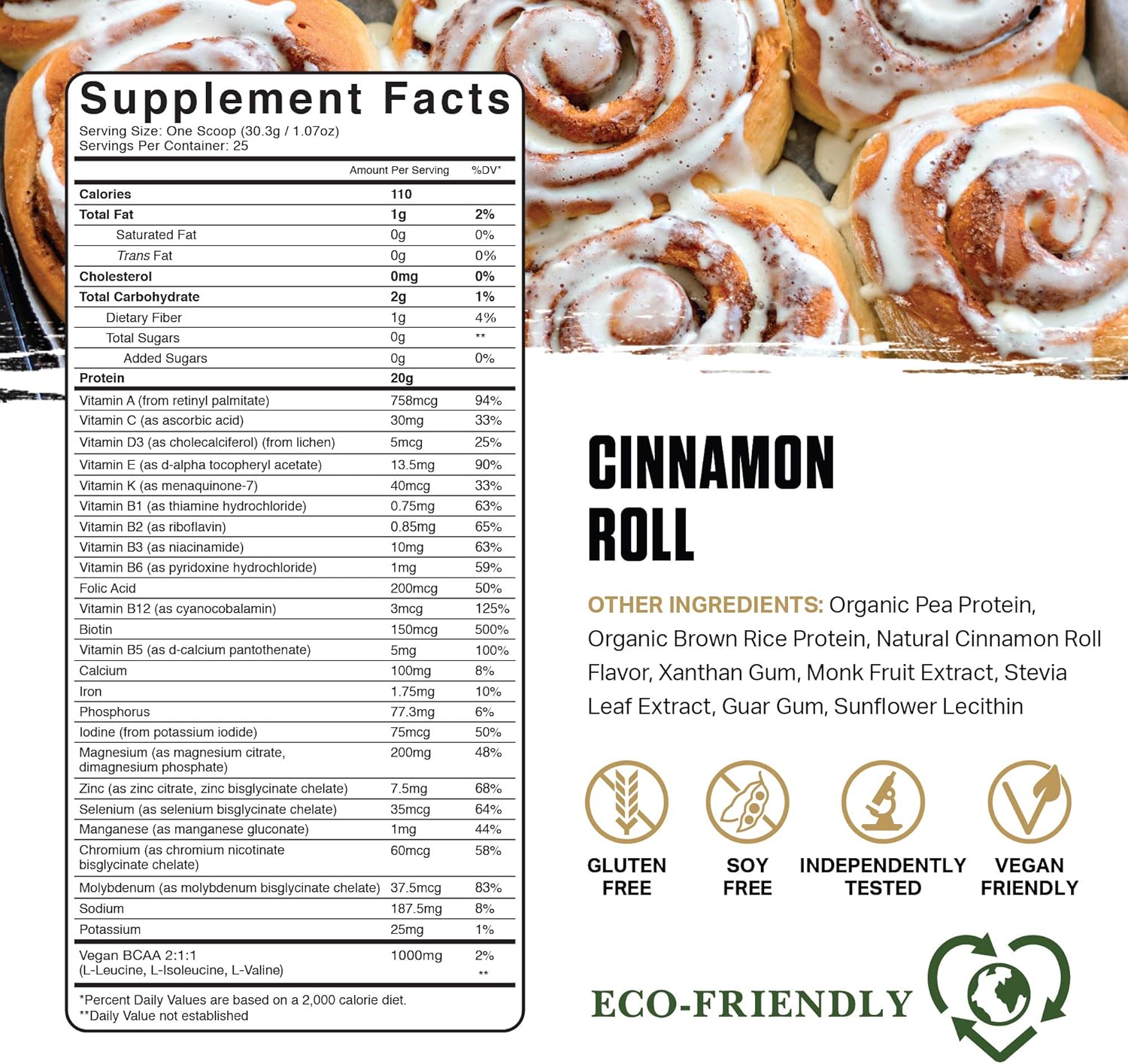Ambrosia Planta - Premium Organic Plant-Based Protein | Vegan & Keto Friendly | Gourmet Flavors with No Bloating or Stomach Upset | Gluten & Soy Free | No Added Sugar | 25 Servings | Cinnamon Roll
