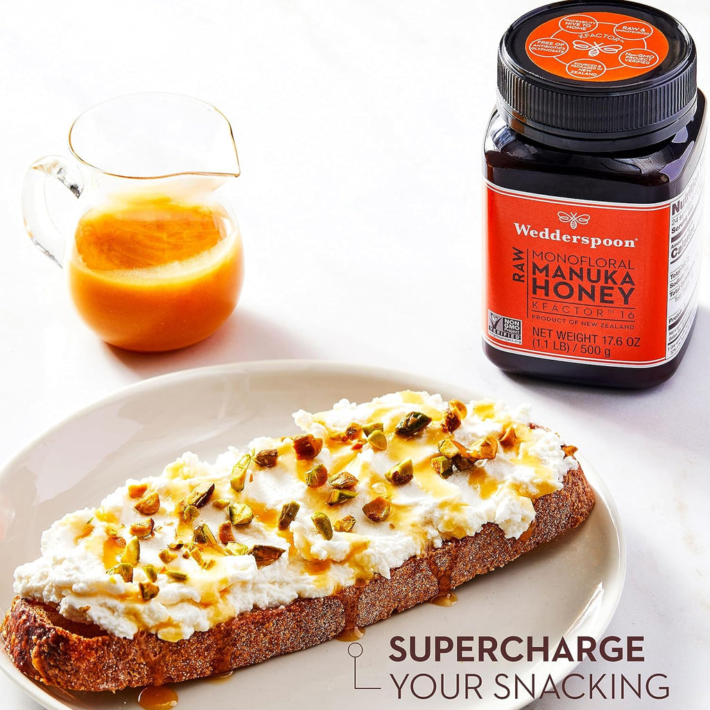 Wedderspoon Raw Premium Unpasteurized Manuka Honey, KFactor 16, 8.8 Oz