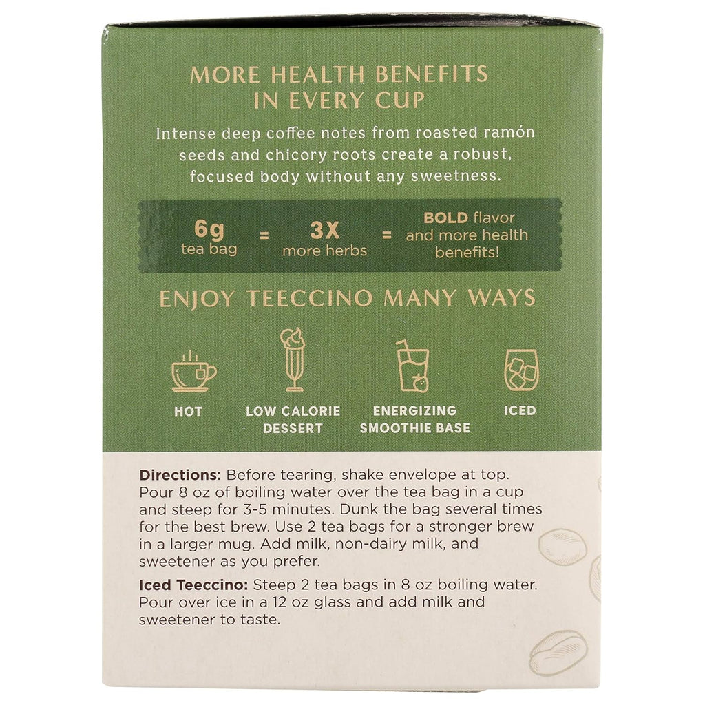 Teeccino French Roast Herbal Tea - Rich & Roasted Herbal Tea That’s Caffeine Free & Prebiotic for Natural Energy, Coffee Alternative, 10 Tea Bags