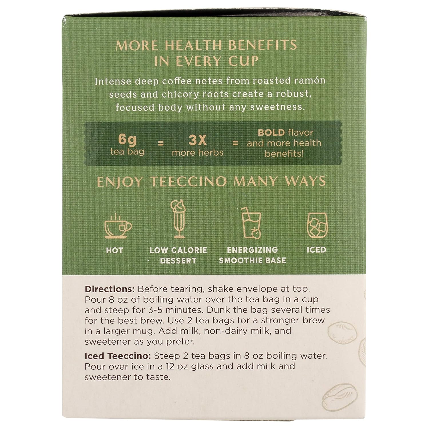 Teeccino French Roast Herbal Tea - Rich & Roasted Herbal Tea That’s Caffeine Free & Prebiotic for Natural Energy, Coffee Alternative, 10 Tea Bags