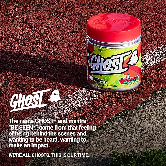 GHOST BCAA Powder Amino Acids Supplement, Strawberry Watermelon - 30 Servings - Sugar-Free Intra, Post & Pre Workout Amino Powder & Recovery Drink, 7G BCAA