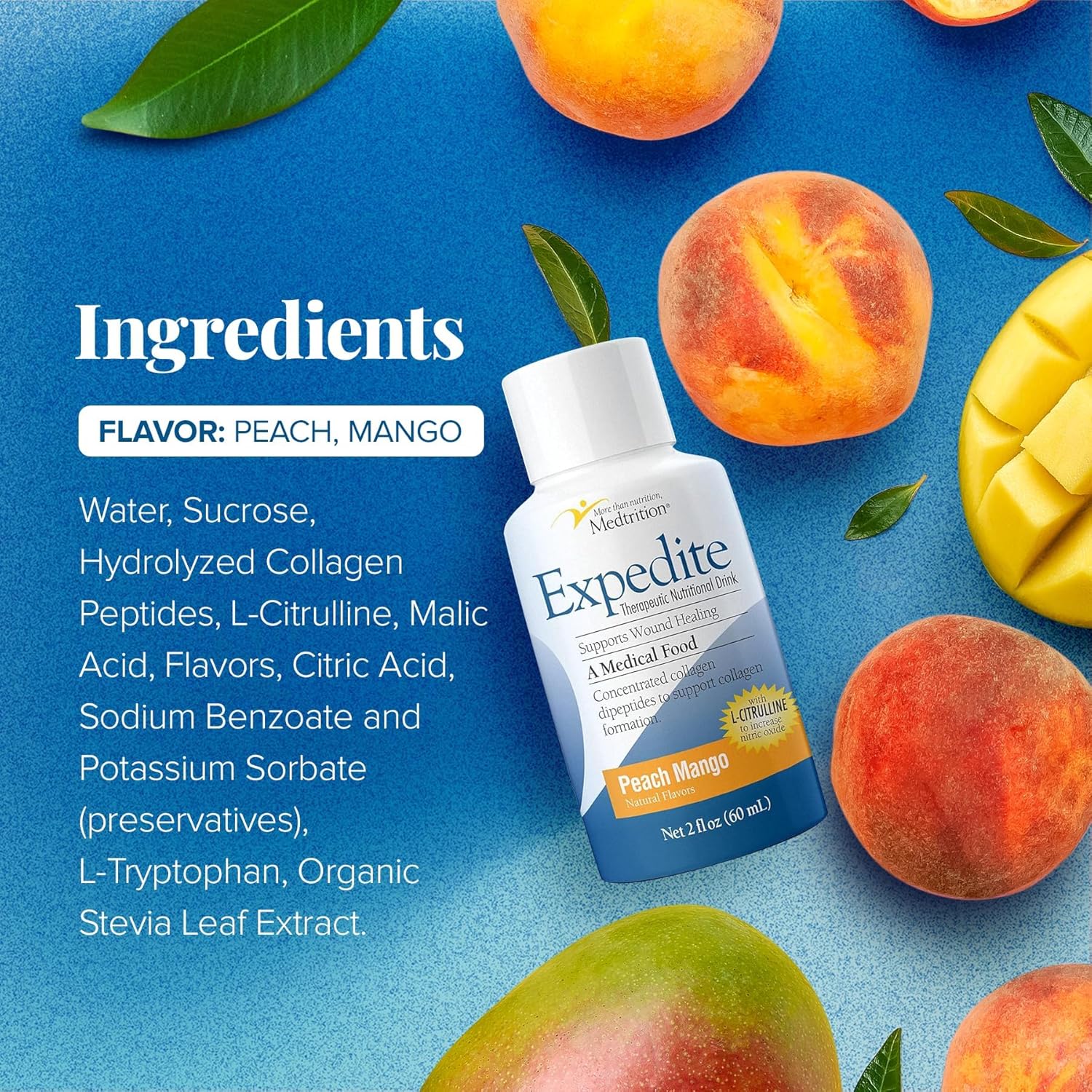 Medtrition Expedite Liquid Collagen - 30x More Collagen Peptides Than Powders, Supports Wound Healing, Surgery Recovery, Diabetic Foot Ulcers, Skin Health and More (Pack of 24 Bottles)