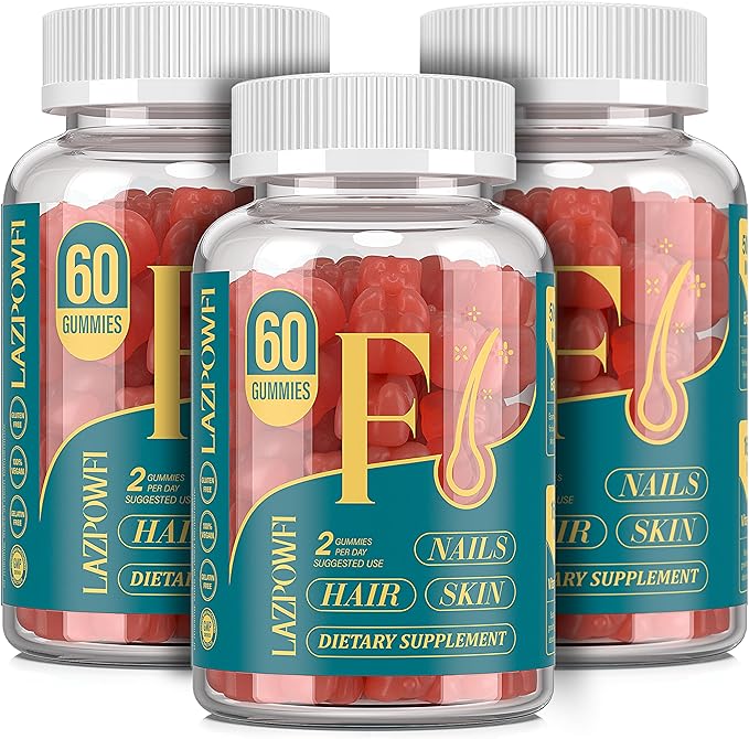 Biotin Gummies -Hair Skin and Nails Vitamins for Men & Women, Vegan Vitamin B7, Supports Hair Growth and Stronger Nails,90 Day Supply-Strawberry-180 Counts