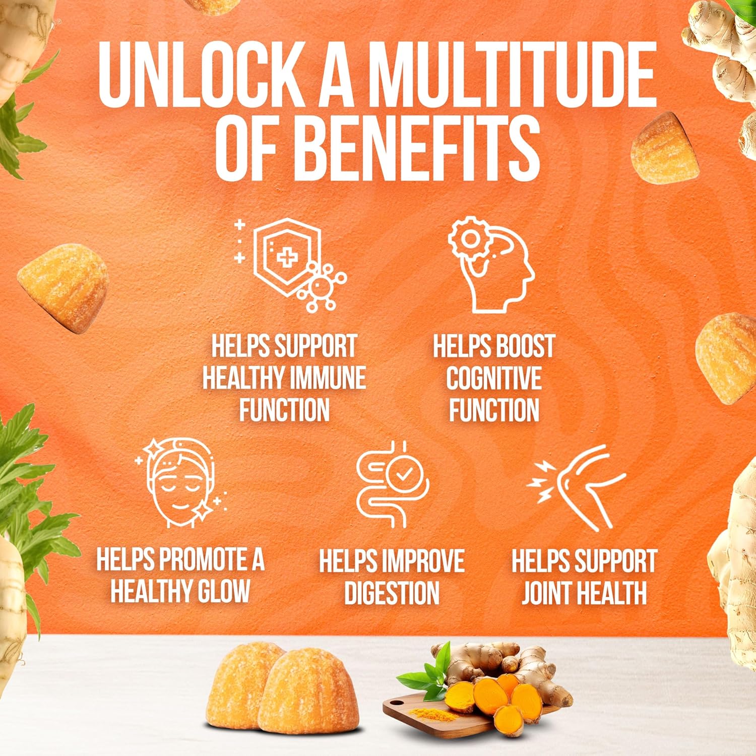 Curcumin Turmeric Gummies – Extra Strength 2000mg 8:1 Extract Turmeric Supplement Gummies with Black Pepper & Ginger – Vegan Non-GMO Joint Support Chewables – Peach Flavor - Pack of 2