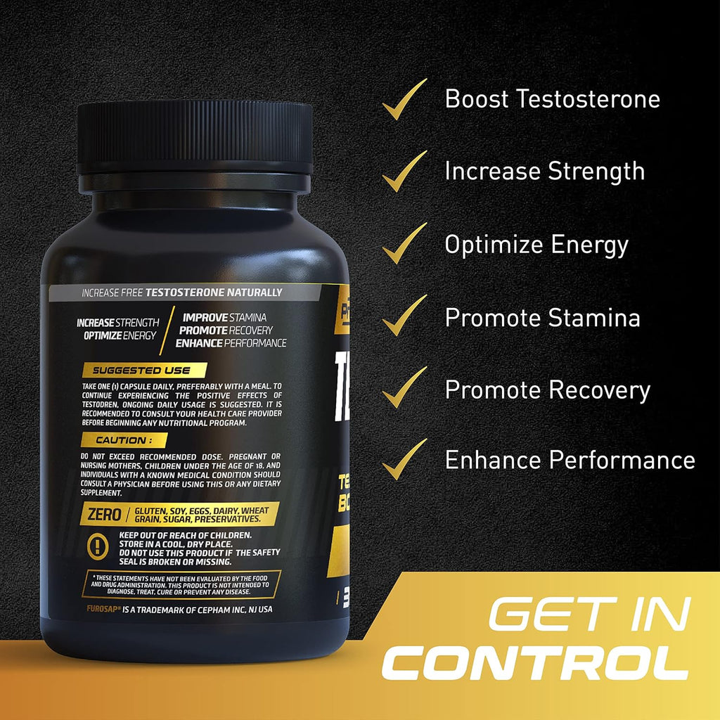 Testodren Advanced Testosterone Booster for Men | Natural Stamina, Endurance, Energy & Strength Enhancing Supplement | Lean Muscle Builder | Sports Nutrition Testosterone Booster