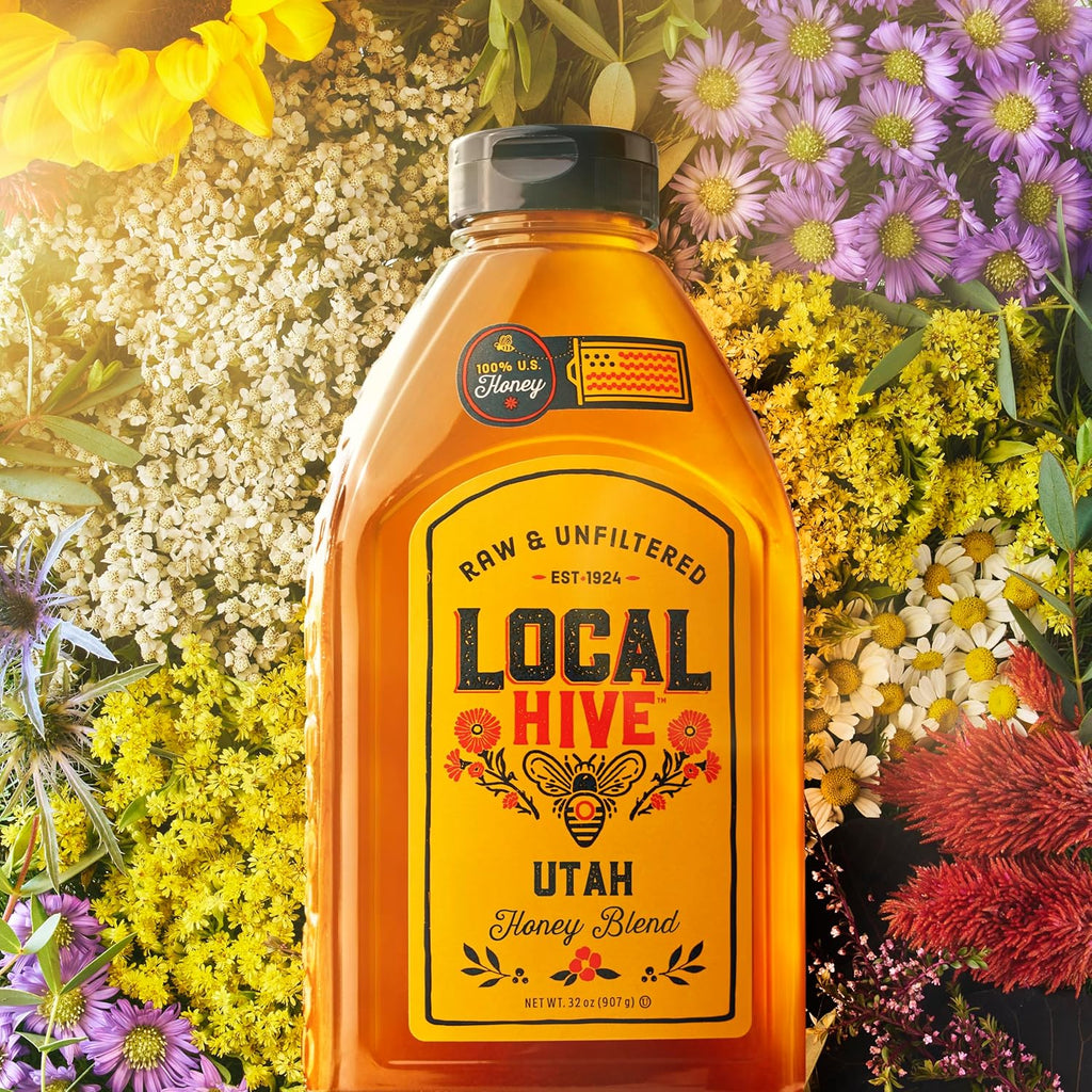 Local Hive Utah Raw & Unfiltered – 32 oz | 100% Pure U.S. Honey | Natural Sweetener Sourced from American Bees & Beekeepers | Light Floral Flavor | Ideal for Tea, Baking & Cooking