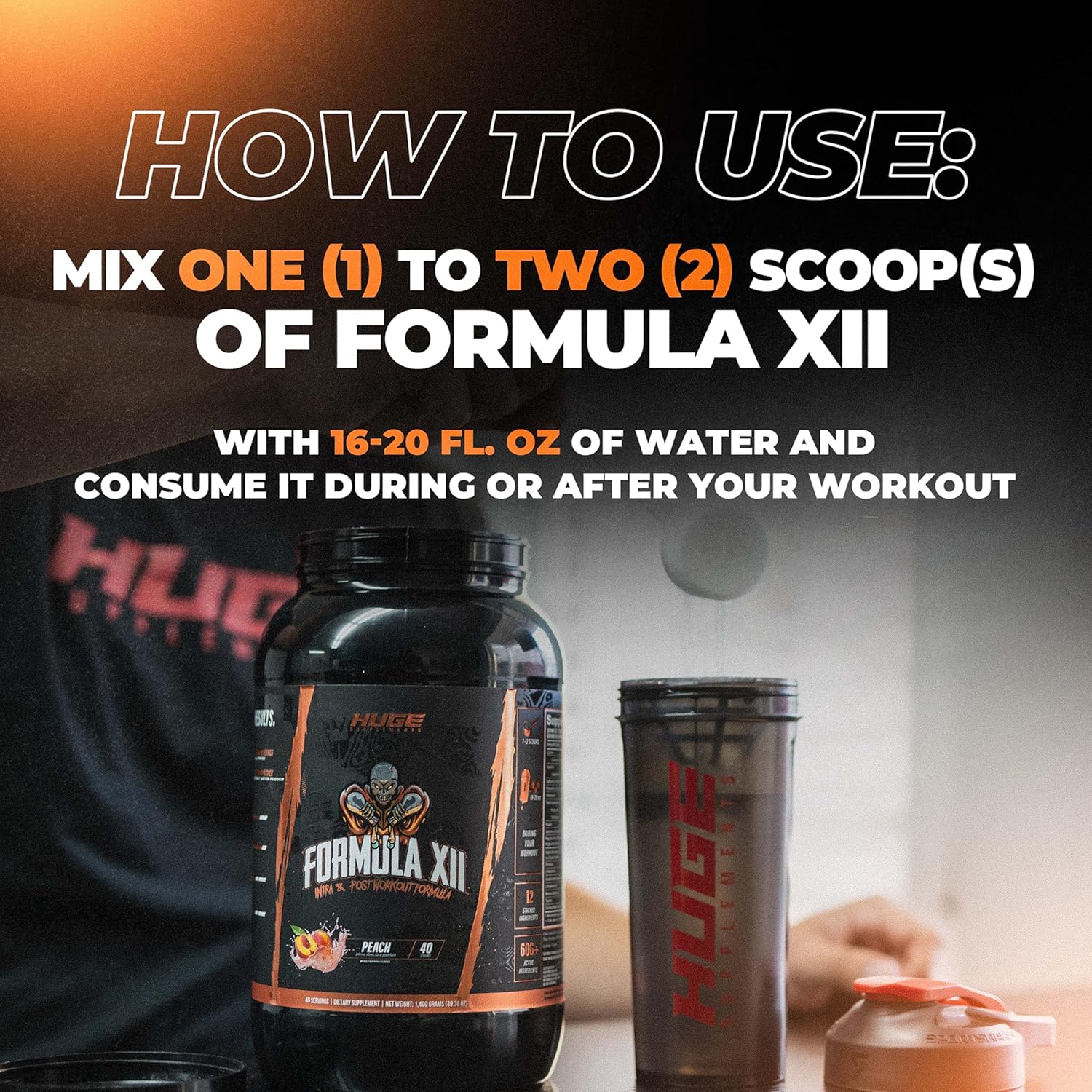 Formula XII Intra Workout Carbs & Post Workout Recovery Powder, Rapidly Absorbed Instant Energy, Boost Exercise Performance, Strength, Endurance & Hydration, 12 Science-Backed Ingredients (Peach)