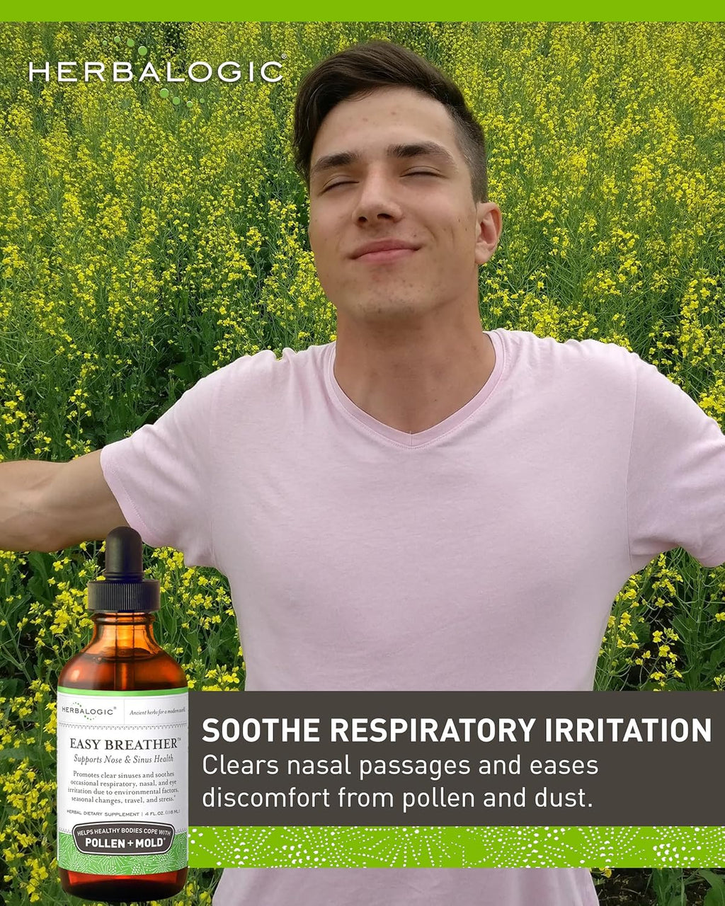 Herbalogic - Easy Breather Liquid Herb Drops - Supports Nose & Sinus Health - Helps Healthy Bodies Cope with Pollen & Mold - Based on The Traditional Chinese Formula Yu Ping Fang San - 4 Fl. Oz.