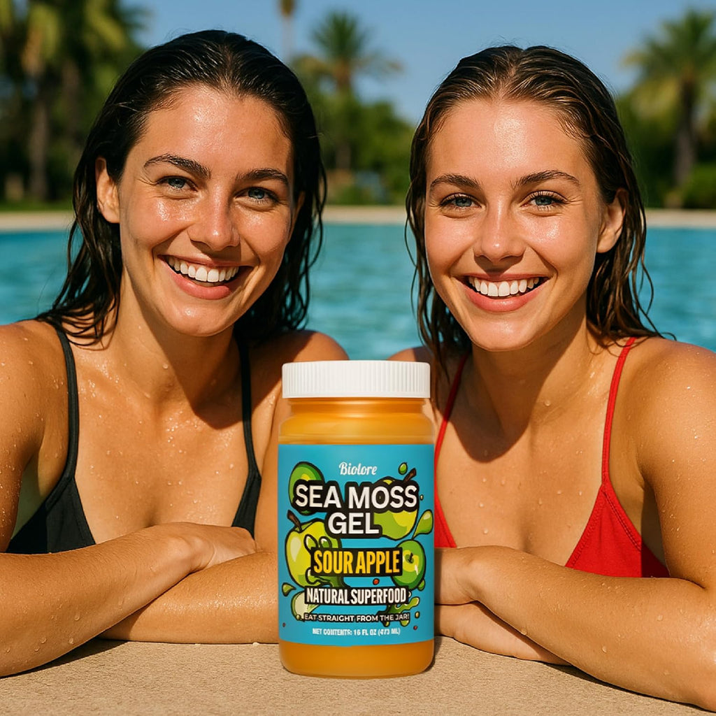 Biolore Sour Apple Sea Moss Gel 16 oz - No Added Sugar, Vegan, Made in USA - Wildcrafted Sea Moss Superfood with 92 Essential Vitamins - Ready to Use, No Prep Needed