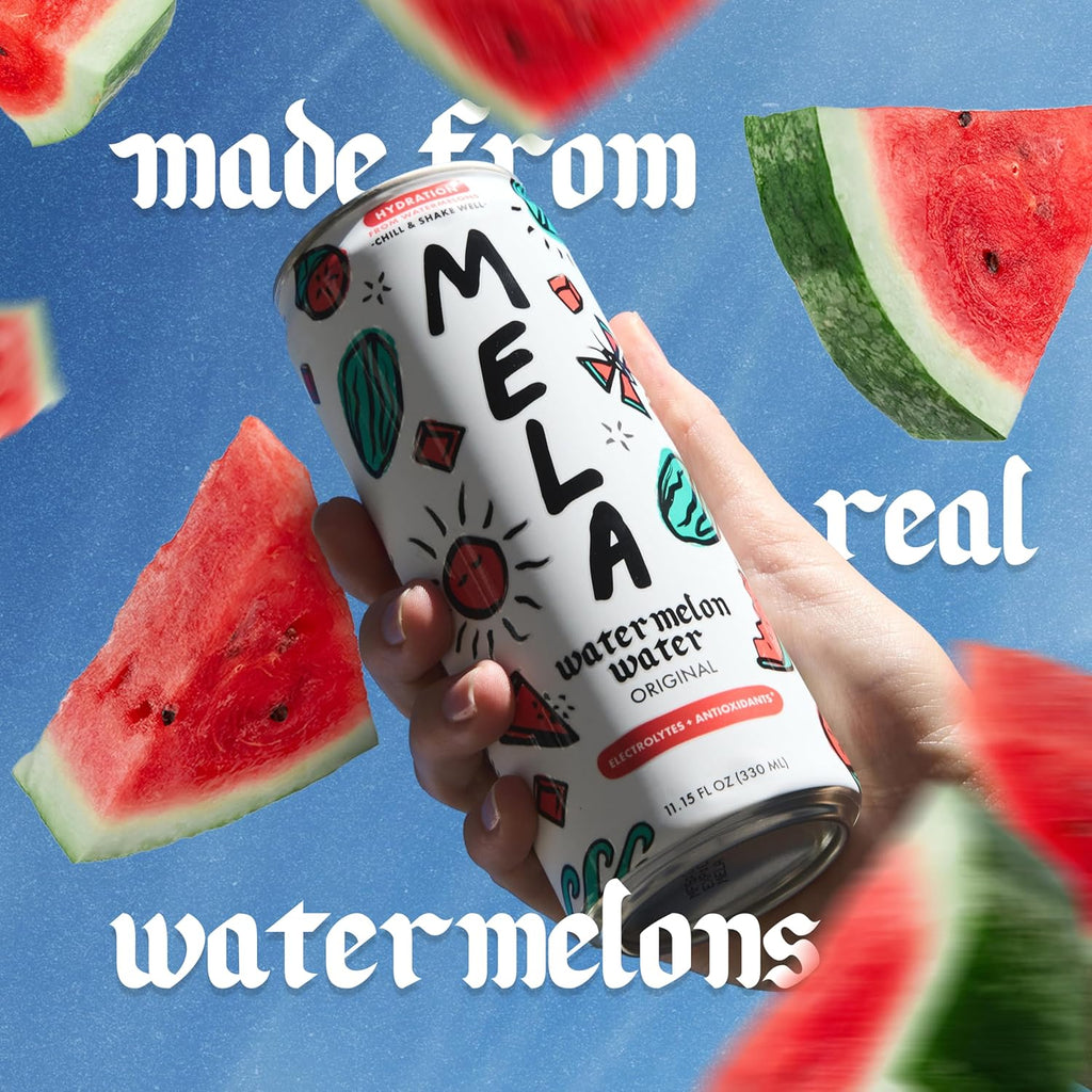 Mela Watermelon Water - Watermelon Juice, 100 Percent Natural Fruit Juice with Vitamin C, Electrolytes, Antioxidants - Coconut Water Alternative, Gluten-Free (Original, 11.15 fl oz, 12-pack)