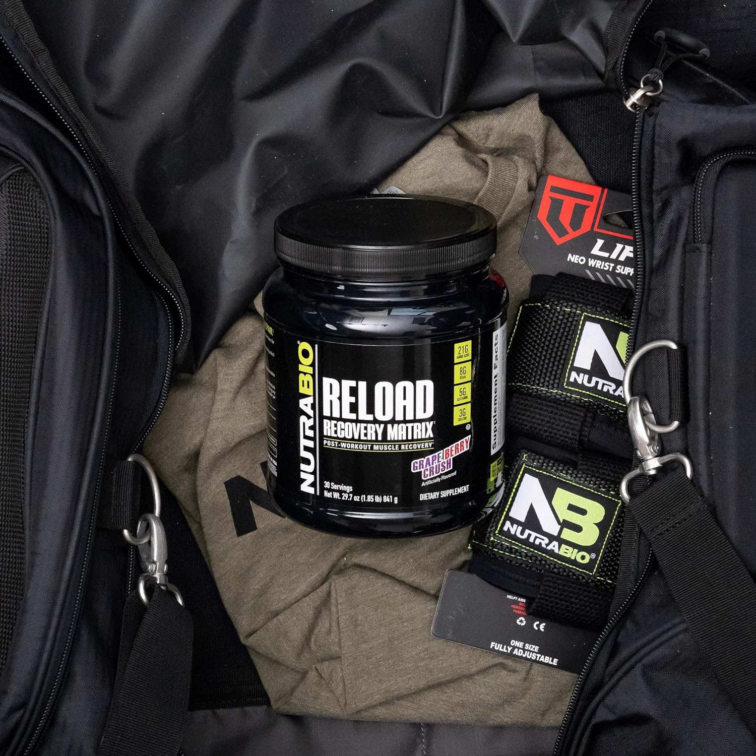 NutraBio Reload - Powerful Muscular Recovery Formula - Post-Workout Supplement - 3G Creatine - 8G BCAAs - 5G Glutamine - 30 Servings, Grape Berry Crush