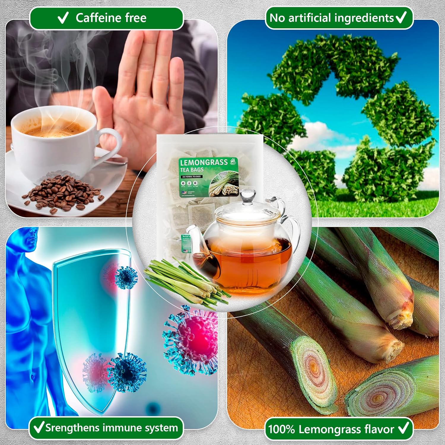 TeaDreamTea Lemongrass Tea Bags - Supports Healthy Digestion - Premium Quality Herbal Tea - Caffeine Free Tea - Enjoy It Hot Or Cold Bulk Tea Bags