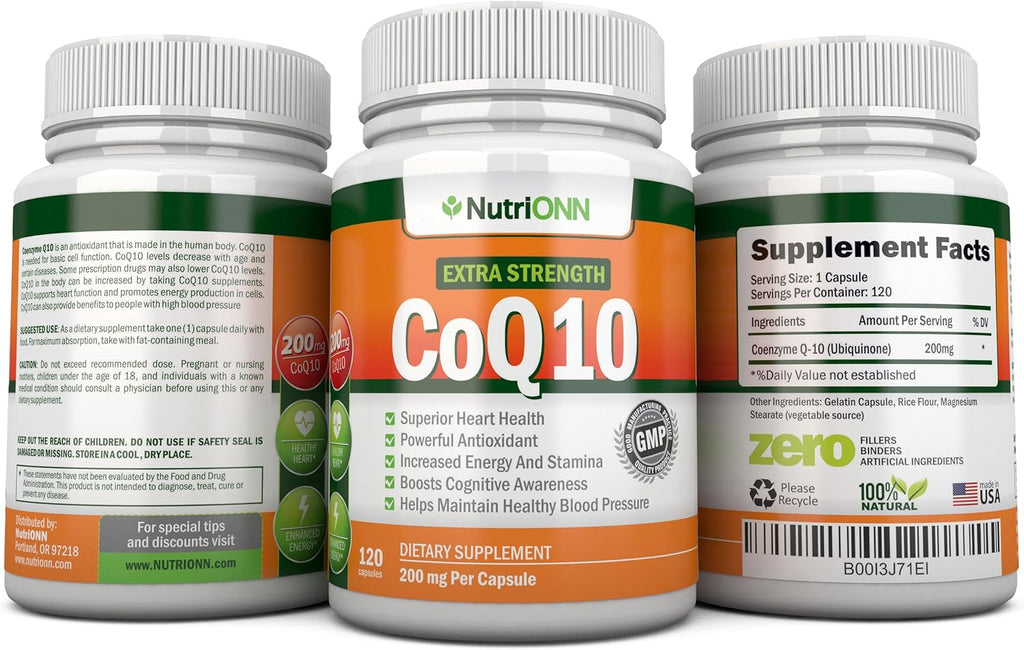 CoQ10 200mg (Double Strength), 120 Capsules - High Absorption Coenzyme Q10 - Scientifically Proven Extra Strength CoQ10 Ubiquinone - 4 Month Supply