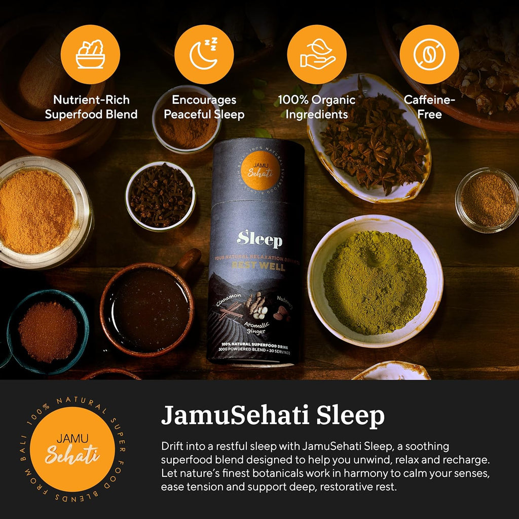 JAMUSEHATI Sleep, Natural Superfoods Blend from Bali, Containing Ginger, Nutmeg, Cinnamon and Star Anise, Cylinder (300g)