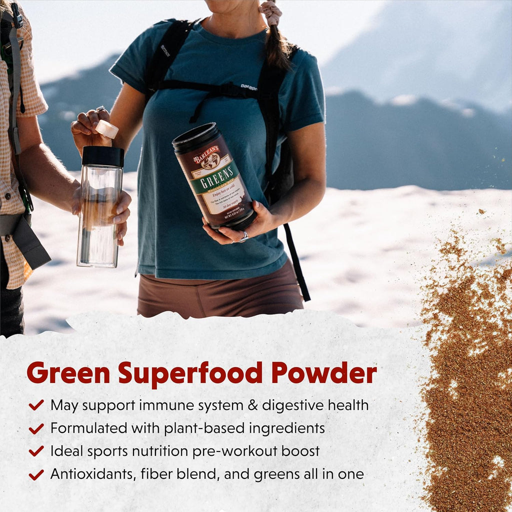 Barlean's Chocolate Greens Powder, Daily Fruit and Vegetable Superfood Supplement, Green Antioxidant Blend and Fiber Smoothie Drink Mix, 9.52 oz