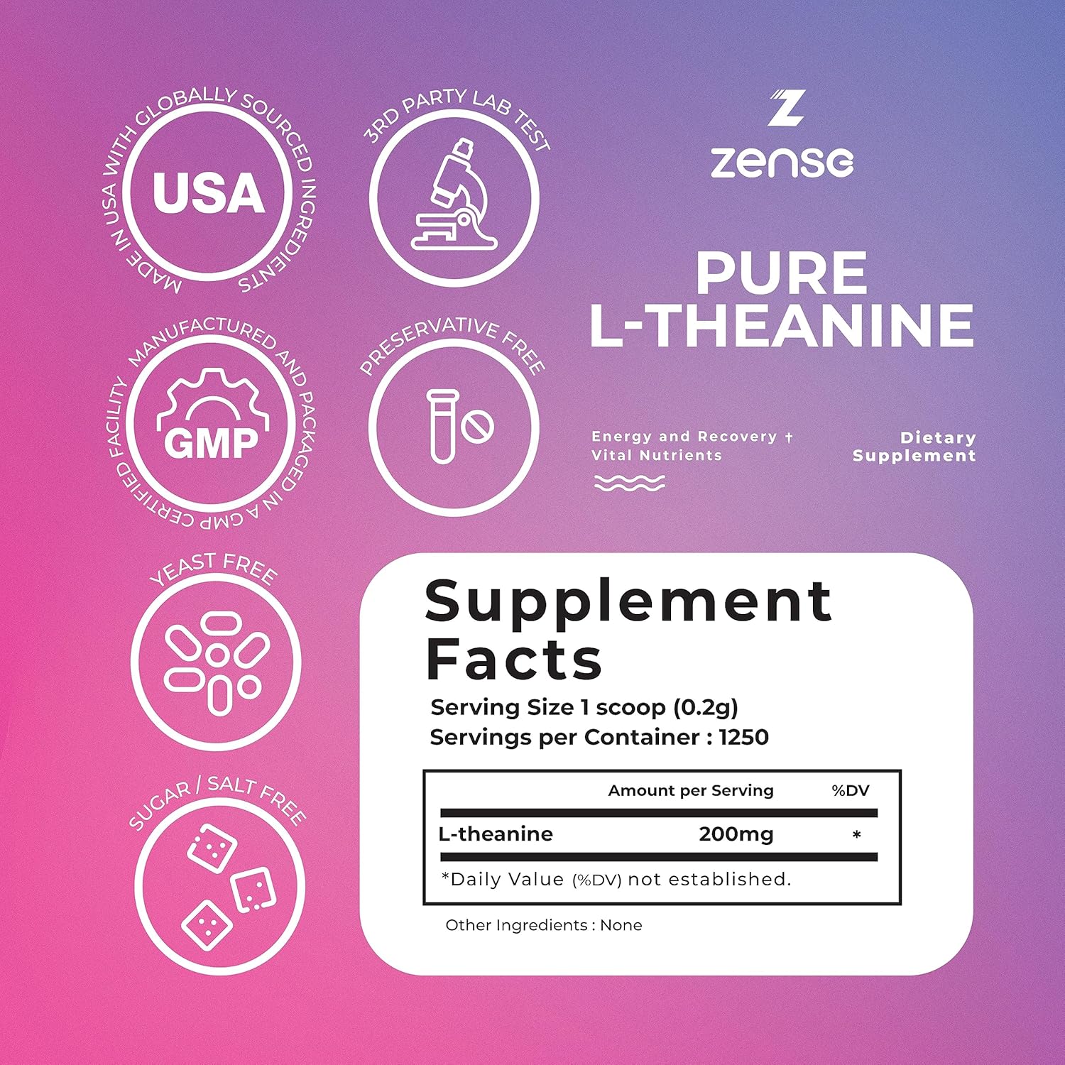 Pure L-Theanine Powder 100% [266gm-1,250 Servings] Natural L-Theanine Supplement - Only 1 Ingredient, Free of Sugar,Soy, Filler, Melatonin, Non-GMO, Vegan