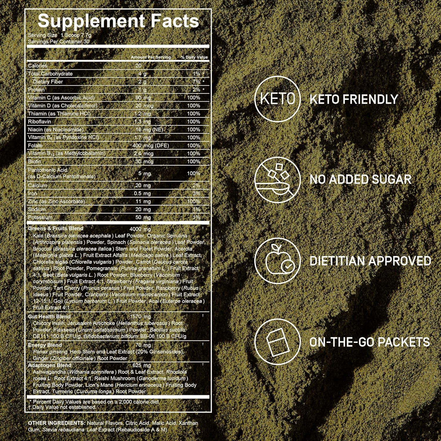 FACTOR FORM Daily Greens Superfood Powder | 5 Functional Blends for Gut Health, Energy & Immunity | Prebiotics, Probiotics, Adaptogens, B Vitamins (30 Servings, Jar)