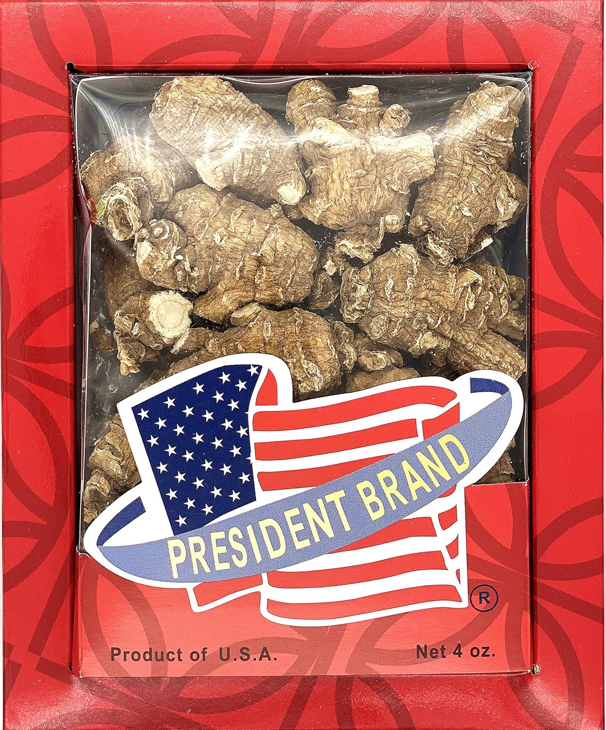 American Ginseng SKU 0138PB-L4 /Wisconsin Ginseng Root |Culticate Ginseng Root|总统牌美国花旗参|總統牌美國花旗參|Nhân Sâm Mỹ|미국인삼|Large Pearl|4oz Box, 大圆泡