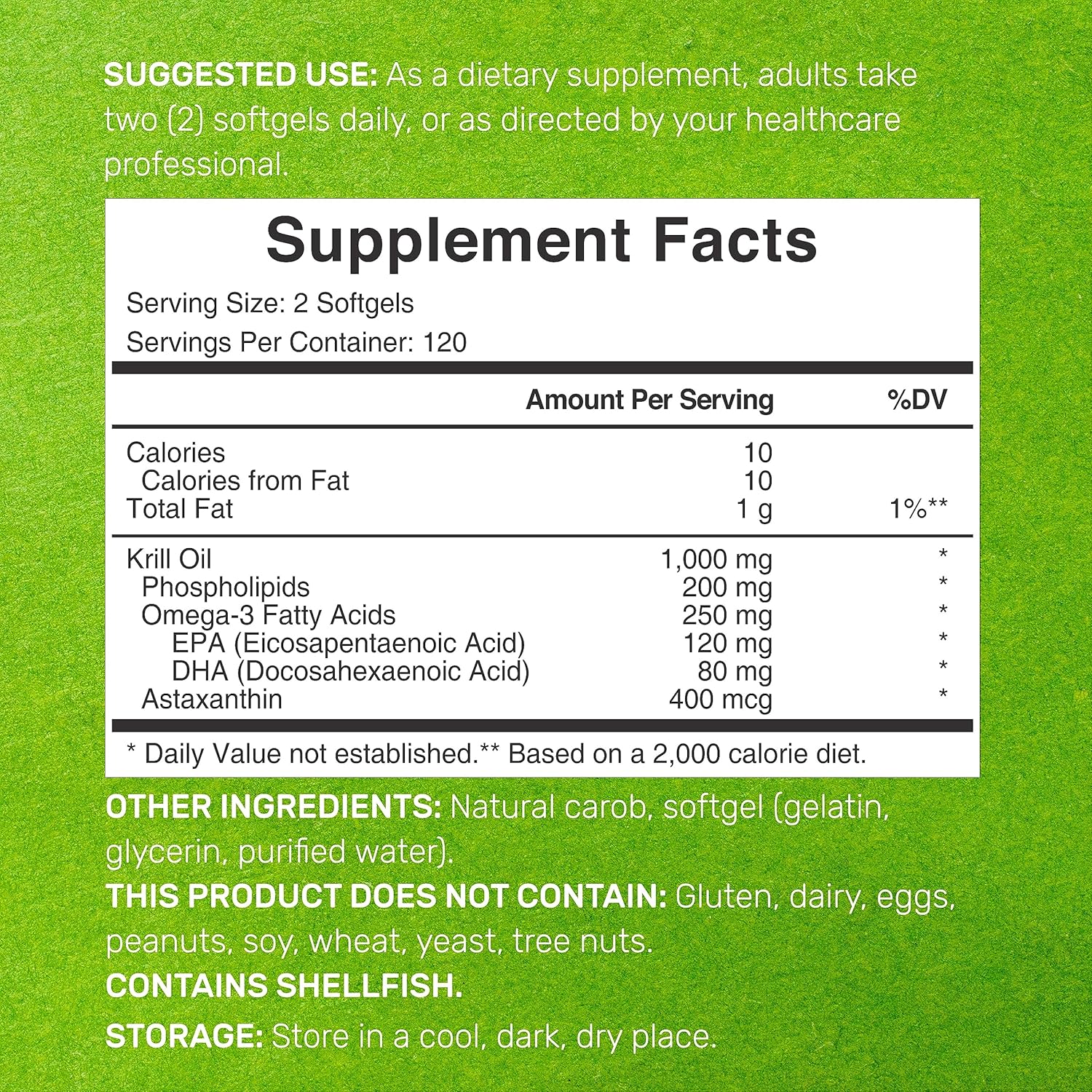 DEAL SUPPLEMENT Antarctic Krill Oil, 1,000mg Per Serving, 240 Softgels – Mercury Free, No Fishy Taste – Rich in Omega-3s, EPA, DHA, Astaxanthin, & Phospholipids – Non-GMO, No Gluten