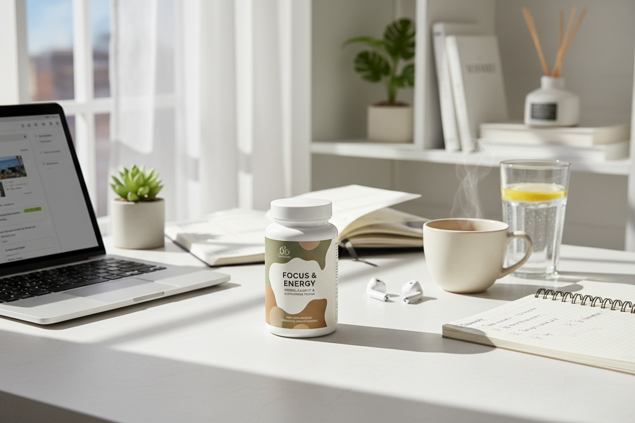 Energy & Focus Support

Clean energy without the crash

This formula supports sustained energy and mental clarity without harsh stimulants. Ideal for busy days, work focus, or active lifestyles, it helps you stay sharp, alert, and productive. (make it real photo)