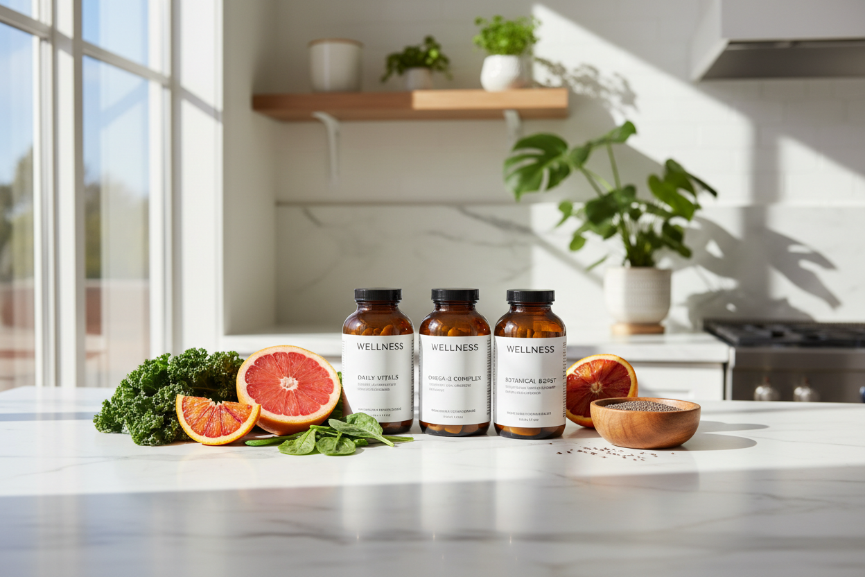 VitalPeak offers science-backed health supplements made with clean, high-quality ingredients to support energy, immunity, focus, and overall wellness. Designed for real life, our products help you feel stronger, balanced, and at your peak—every day. (make it real photo)